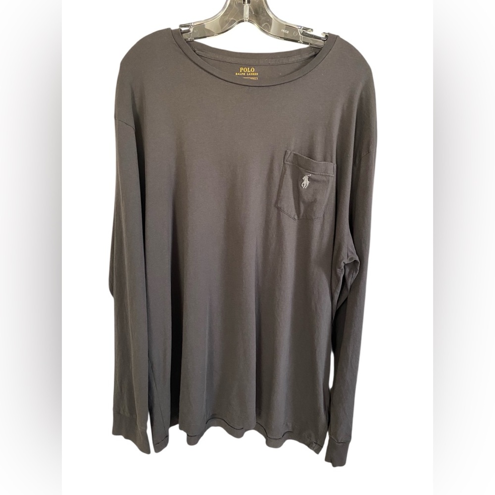 Men’s Polo Ralph Lauren long sleeve grey tshirt with front chest pocket size XL